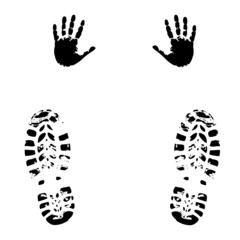 black print of human hands and feet