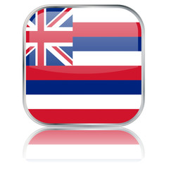 Hawaii State Square Flag Button (Hawai Hawaiian USA Vector Web)