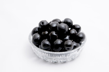 Olives in a crystal bowl