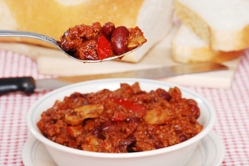 spoonful of hearty chili