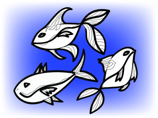 Vector Illustration of 3 fish shapes.