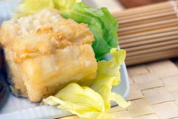 Fried Cob, Battered Artichoke and Prawn Tail