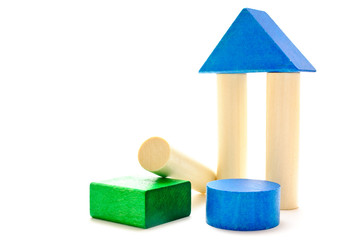 Ruined temple made of wooden blocks