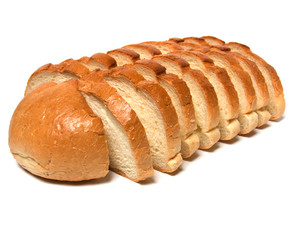 sliced baguette isolated on white