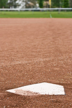 Home plate at a baseball diamond
