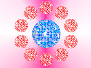 Kreis roterm Discokugeln mit rotem Hintergrund
