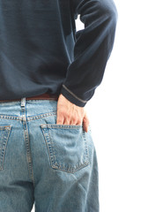 Man with his hand in back pocket