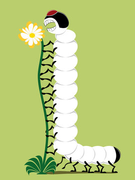 caterpillar eating a flower