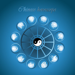 Blue balls with silhouette animal chinese horoscope