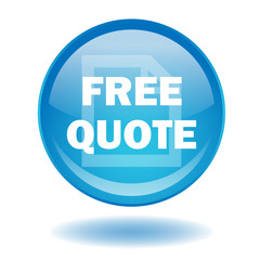 "FREE QUOTE" round vector button (circular - blue - quotation)