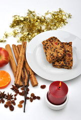 organic spice, orange and apple on a white background