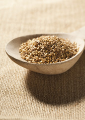 cuillère de sésame en gros plan