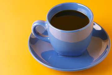 Blue cup of coffee