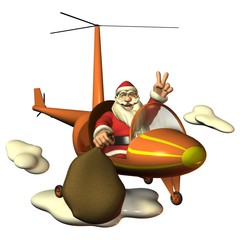 Weihnachtsmann im Hubschrauber © Winne