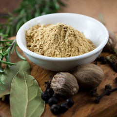 Close up of ginger and aromatic spices