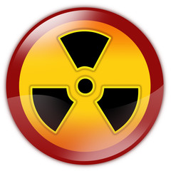 Radiation warning sign isolated over white