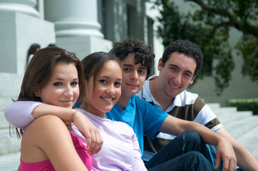 Group of 4 friends outdoor