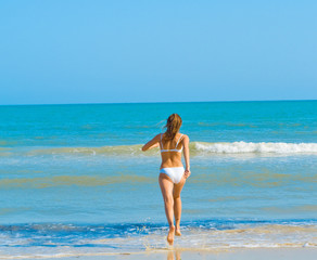 Girl beach run