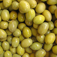 green olives on italian market