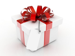 3d gift with blank note paper isolated-high res
