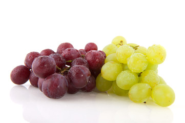 Fresh red and white grapes