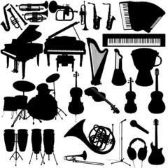 Lot of vector music instruments