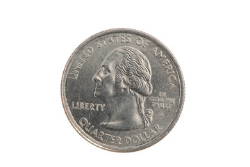 Closeup of United States Quarter Coin Heads