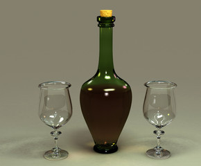 Bottle with glasses