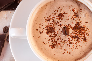Coffee with on a gold background