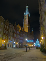 Fototapeta na wymiar Gdańsk Ratusz nocą