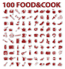100 backgrounds stickers with design set element theme food and