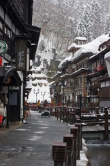Obraz premium Ginzan Onsen zimą