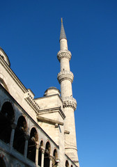 Fototapeta na wymiar Minaret z Sultan Ahmet (Błękitny Meczet)