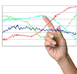 Finger pointing to a chart