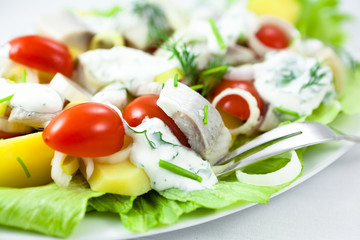 Salad with herring and vegetables