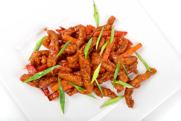 Beef at sour-sweet sauce