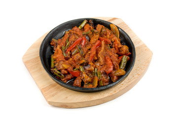 meat with vegetable at pan