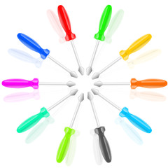 vector 3d icons of screwdriver