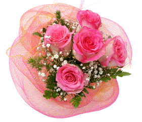 wedding bouquet with pink roses