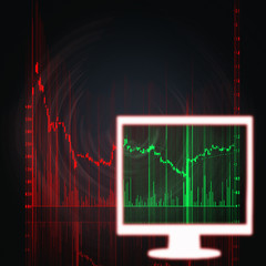 stock market chart in white monitor