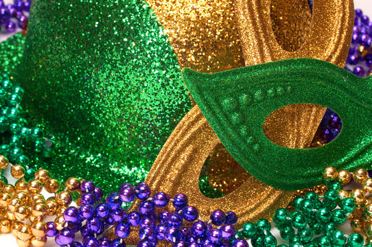 Mardi Gras Masks, Hat , and Beads