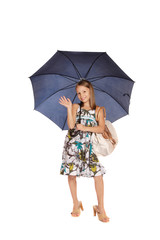 A Happy little girl isolated on white