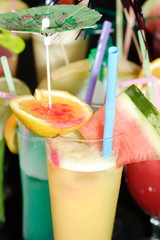 Various cocktails on black background