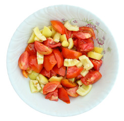 Salad on plate isolated on white