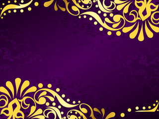 Purple background with gold filigree, horizontal