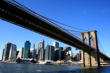 Fototapeta na wymiar New York Skyline i Brooklyn Bridge