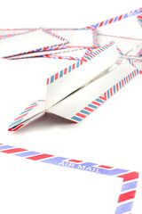 Air Mail envelopes with paper plane