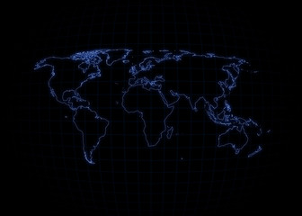 World Map - Neon Outline