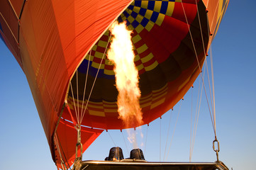 Flame filling a hot air balloon