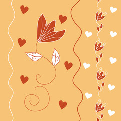 Seamless red and beige pattern with tulips